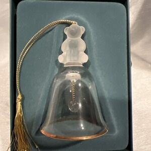 Lenox 1991 'Teddy Bear' Annual Crystal Bell Vintage Ornament Gold Trim - Retired